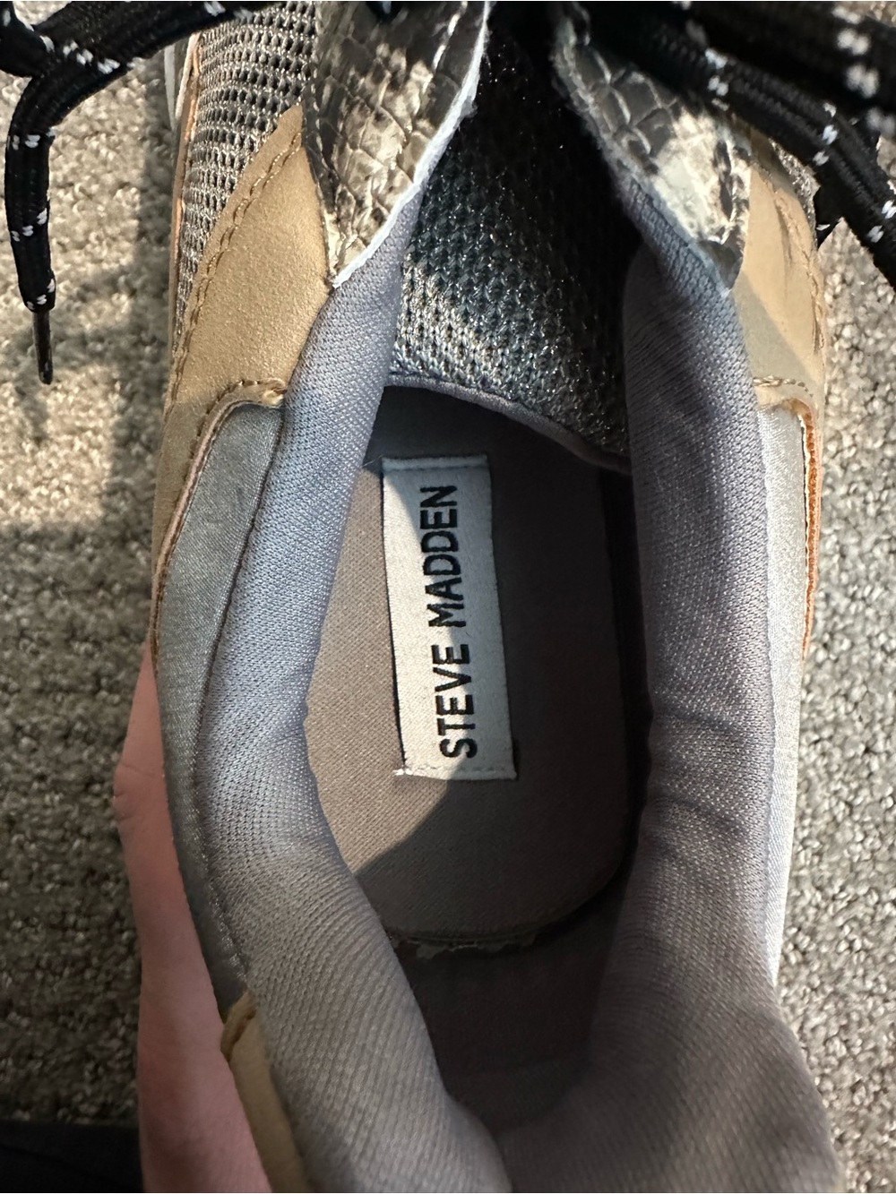 Steve Madden Chunky Sneakers in Tan, Black, White and Gray - Picture 2 of 5